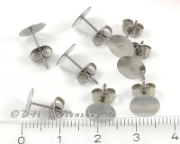 Edelstahl Ohrstecker Rohlinge Klebeplatte - 10 St�ck (5 Paare)