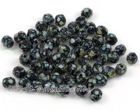 Glasschliffperlen  4mm Jet Silver Travertin - 100 St�ck