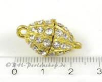 Power Magnetverschluss oval mit Strass goldfarben - 1 St�ck