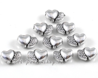 Metallperlen Herzen 2mm Loch - 10 St�ck