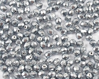 Glasschliffperlen  3mm Jet Heavy Metal Silver - 60 St�ck