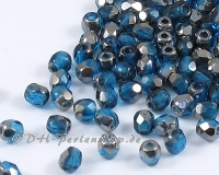 Glasschliffperlen  3mm Aqua Medium Chrom - 100 St�ck