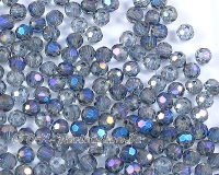 Facettierte Kristallperlen rund 4mm Blue-Gray AB - 50 St�ck