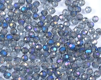 Facettierte Kristallperlen rund 4mm Blue-Gray AB - 50 St�ck