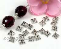 Perlenkappen  6mm Bl�tter antiksilber - 100 St�ck