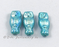 Glasperlen Eulen T�rkis Full AB 14mm - 10 St�ck
