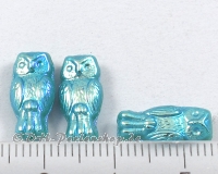 Glasperlen Eulen T�rkis Full AB 14mm - 10 St�ck