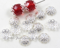 Perlenkappen 11mm filigran hellsilber - 100 St�ck