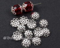 Perlenkappen 11mm filigran hellsilber - 100 St�ck