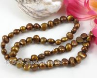 S��wasserperlen Nugget 7-8mm Bronze Braun - 1 Strang