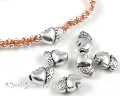 Metallperlen Herzen 2mm Loch - 10 St�ck