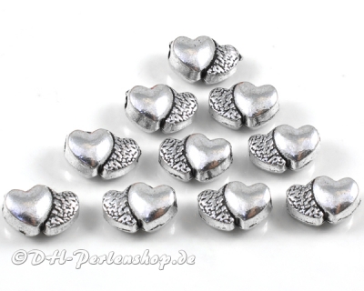 Metallperlen Herzen 2mm Loch - 10 St�ck