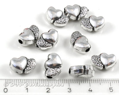Metallperlen Herzen 2mm Loch - 10 St�ck