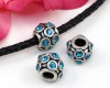 Modulperle Gro�lochperle mit Strass Aqua/T�rkis - 1 St�ck