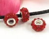 Modulperle mit Strass rot - 1 St�ck