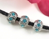 Modulperle Gro�lochperle mit Strass-Steinen Aqua - 1 St�ck