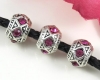 Modulperle Gro�lochperle mit Strass-Steinen Fuchsia - 1 St�ck
