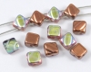 Silky Beads 2-hole 6x6mm Crystal Copper Rainbow - 25 St�ck