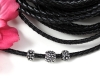 Lederband � 4mm schwarz geflochten - 50 cm