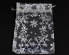 Organzabeutel 10x14cm Wei� Schneeflocken Silber - 10 St�ck