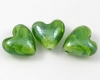 2. Wahl  Lampwork Herzen 20mm InnerTwist Gr�n - 3 St�ck