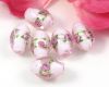 Lampwork Oliven Silverfoil m. Rose Rosa - 5 St�ck