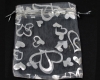 Organzabeutel  9x12cm Wei� Herzen Silber - 10 St�ck