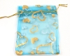 Organzabeutel 11x16cm Aqua Herzen Gold - 5 St�ck