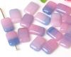 Glasperlen Rechteck 12 mm Rosa meliert - 10 St�ck