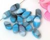 #Glasperlen Oval Nugget 11 mm Aqua-Grau mel. - 20 St�ck