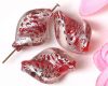Glasperle Silverfoil twisted 27mm Rot/Silber - 4 St�ck