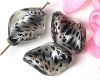 Glasperle Silverfoil twisted 27mm Schwarz/Silber - 4 St�ck