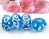 Lampwork Rondell Schn�rkel T�rkis/Wei� - 6 St�ck