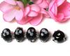 Lampwork Rondell aufges. Bl�ten Schwarz - 6 St�ck