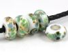Lampwork Gro�lochperle Modulperle gr�n-braun - 1 St�ck