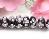 Lampwork Rondell mit Bl�ten Amethyst - 6 St�ck