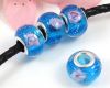 Lampwork Gro�lochperle Rosen Flitter Aqua - 1 St�ck
